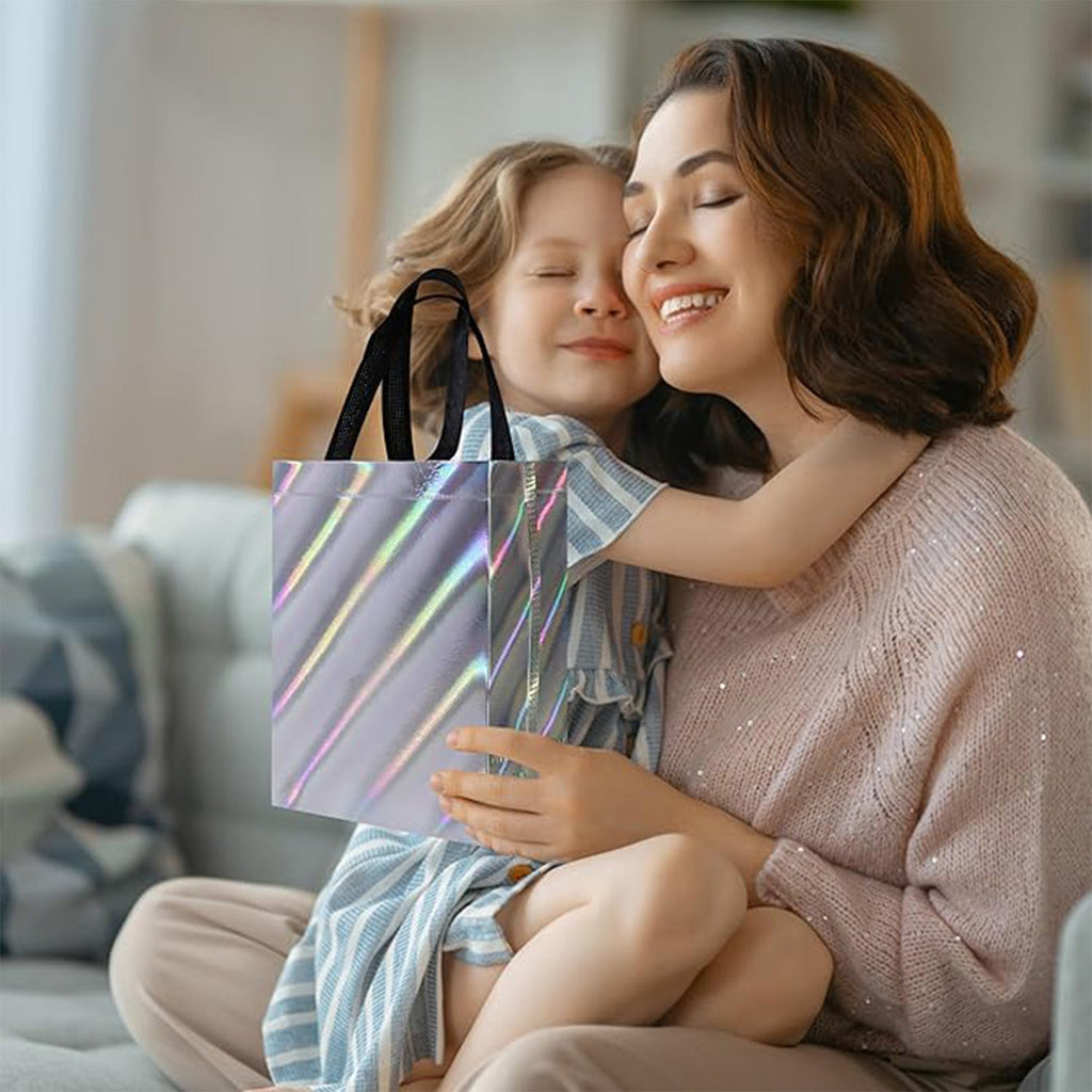 Reusable party gift bag with colorful printed design for birthdays