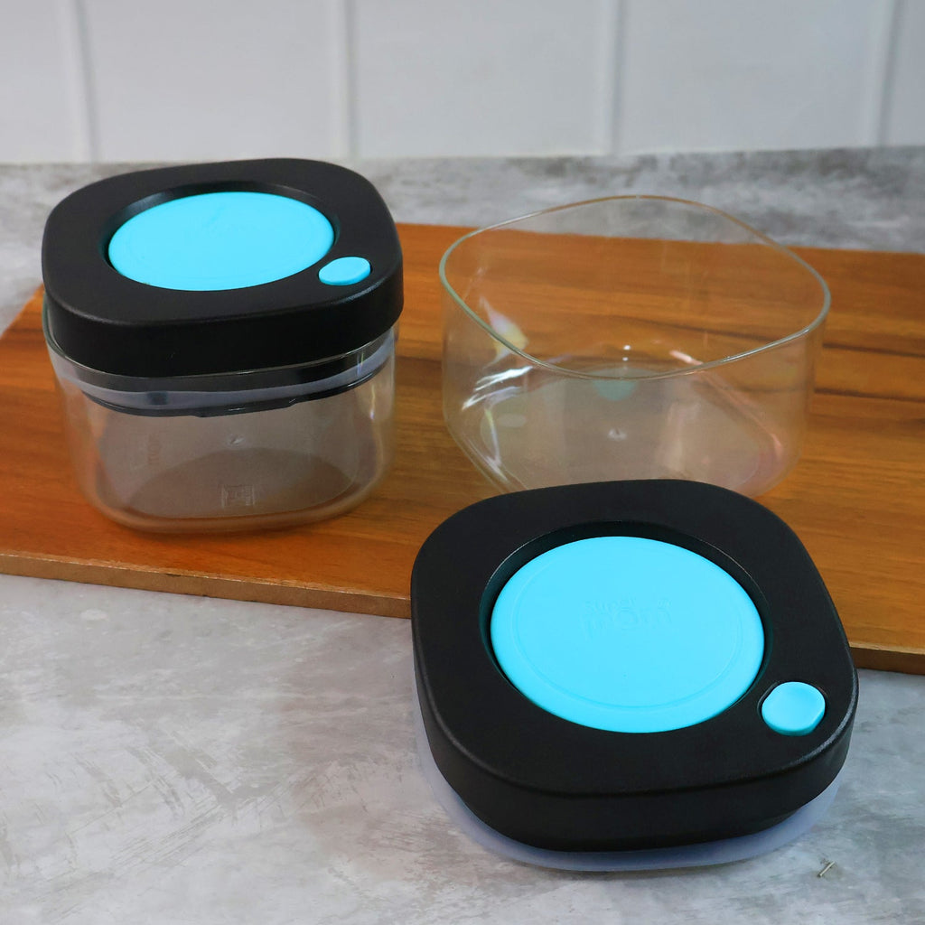 Stackable airtight storage boxes for efficient kitchen storage