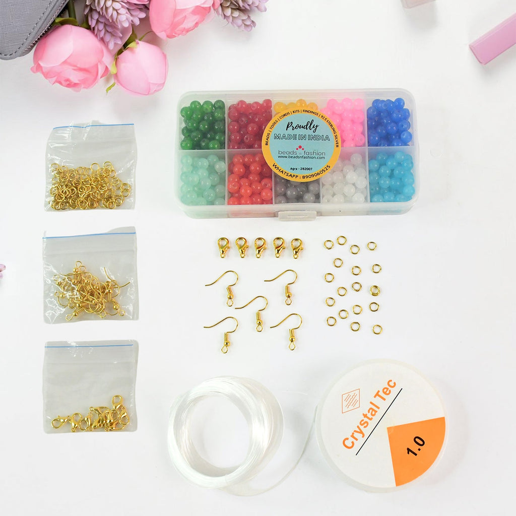 DIY Jewellery Making Kit complete set with assorted colorful beads and accessories organized in a box