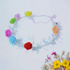 Side view of LED Flower Crown Headband with bright multicolor lights
