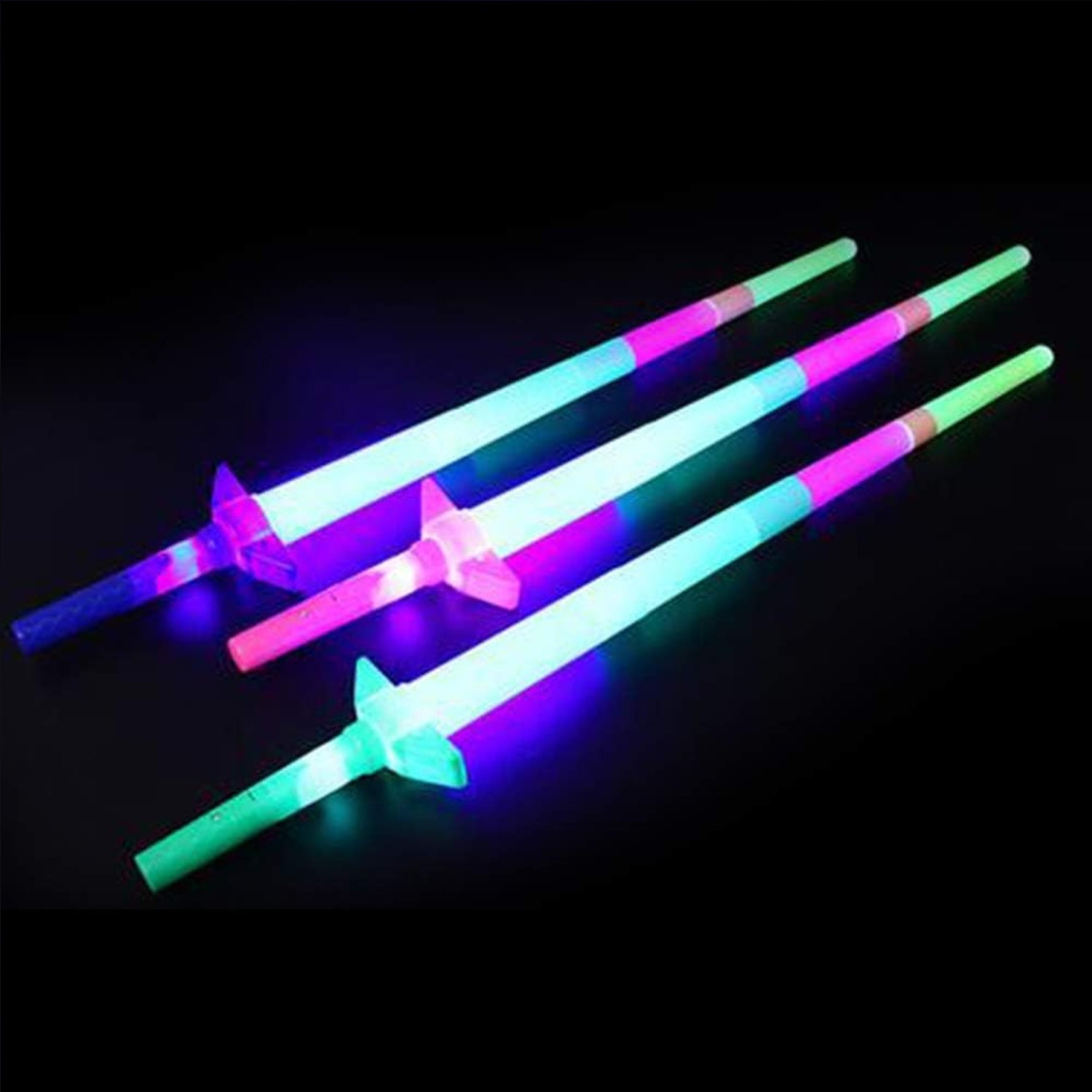 Top view of glowing LED sword toy for children