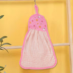 Microfiber kitchen towel hanging beside wash basin for easy access
