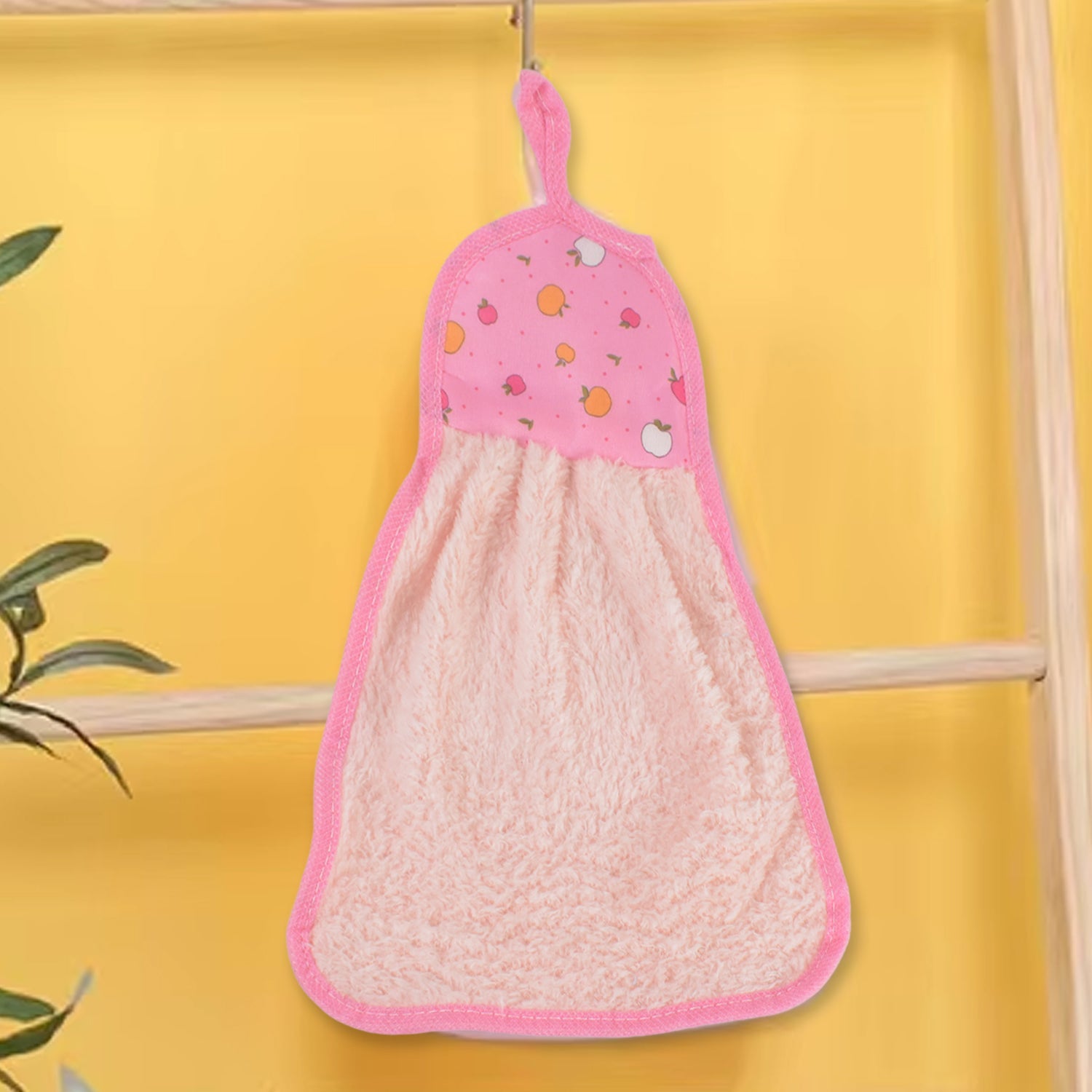 Microfiber kitchen towel hanging beside wash basin for easy access