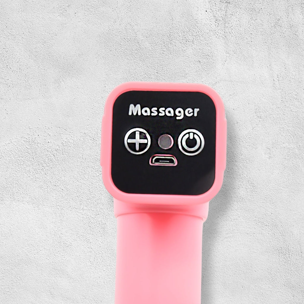 Velvet Wellness Massage Gun displayed alongside its convenient USB charging cable.