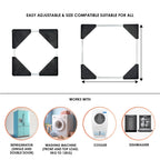 Adjustable rods of the appliance stand base trolley for various appliance sizes