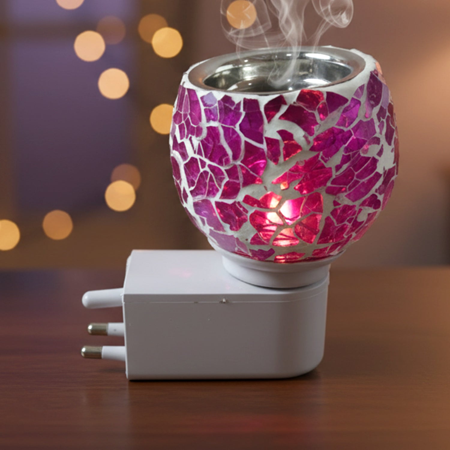 Decorative purple crackle mosaic glass aroma diffuser lamp for home fragrance