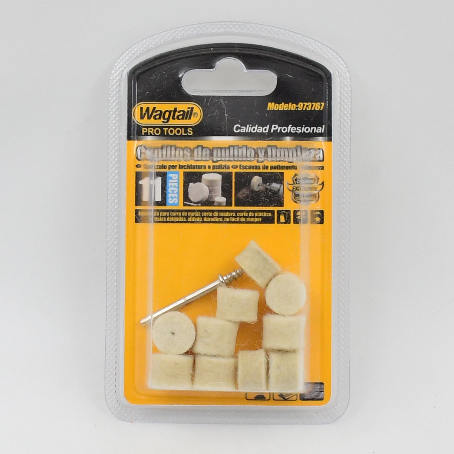Assortment of wool felt polishing pads and mandrels for versatile use.