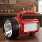 Rechargeable LED torch with side emergency light panel
