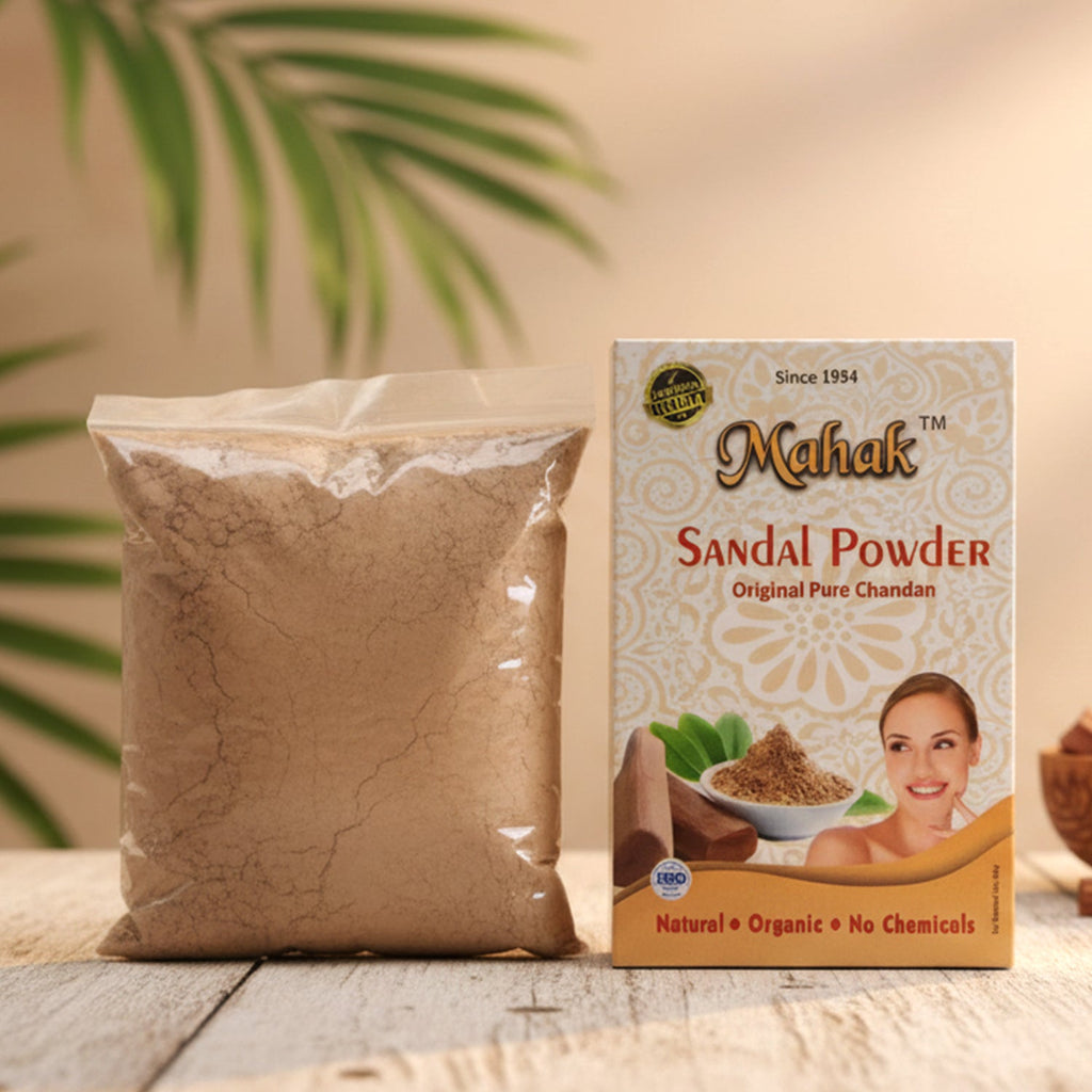 Close-up of sandalwood powder to soothe and refresh skin