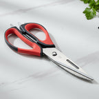 Ergonomic handle detail of heavy duty kitchen scissors