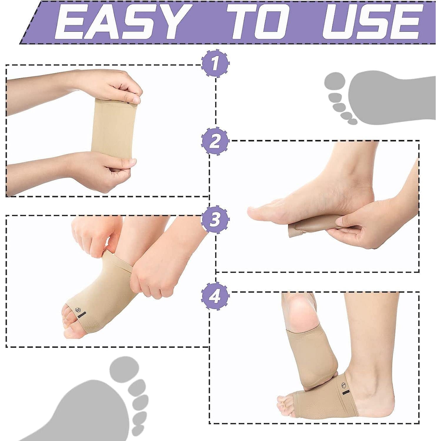 Demonstrating the elasticity and soft texture of the Arch Support Sleeve material.