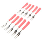 Premium-quality stainless steel fruit fork set with vibrant pink handles