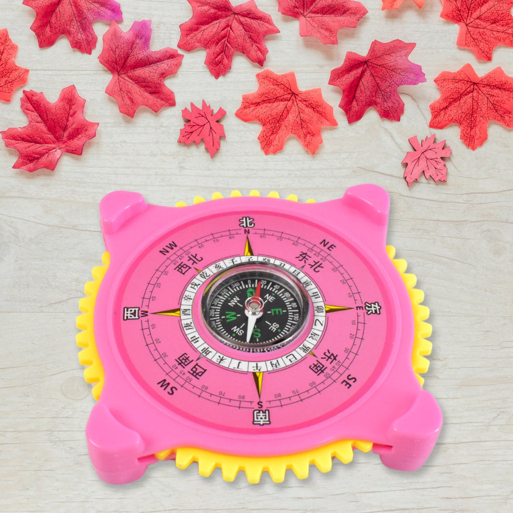 Portable navigation compass with clock for hiking and camping needs