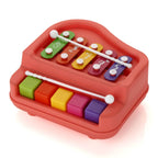 Detailed view of the 2-in-1 Baby Piano Xylophone's non-toxic keys and metal bars.
