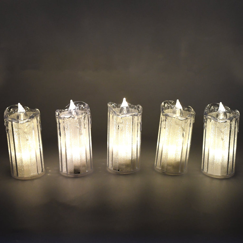 Decorative flameless LED candles arranged to create a festive ambiance.