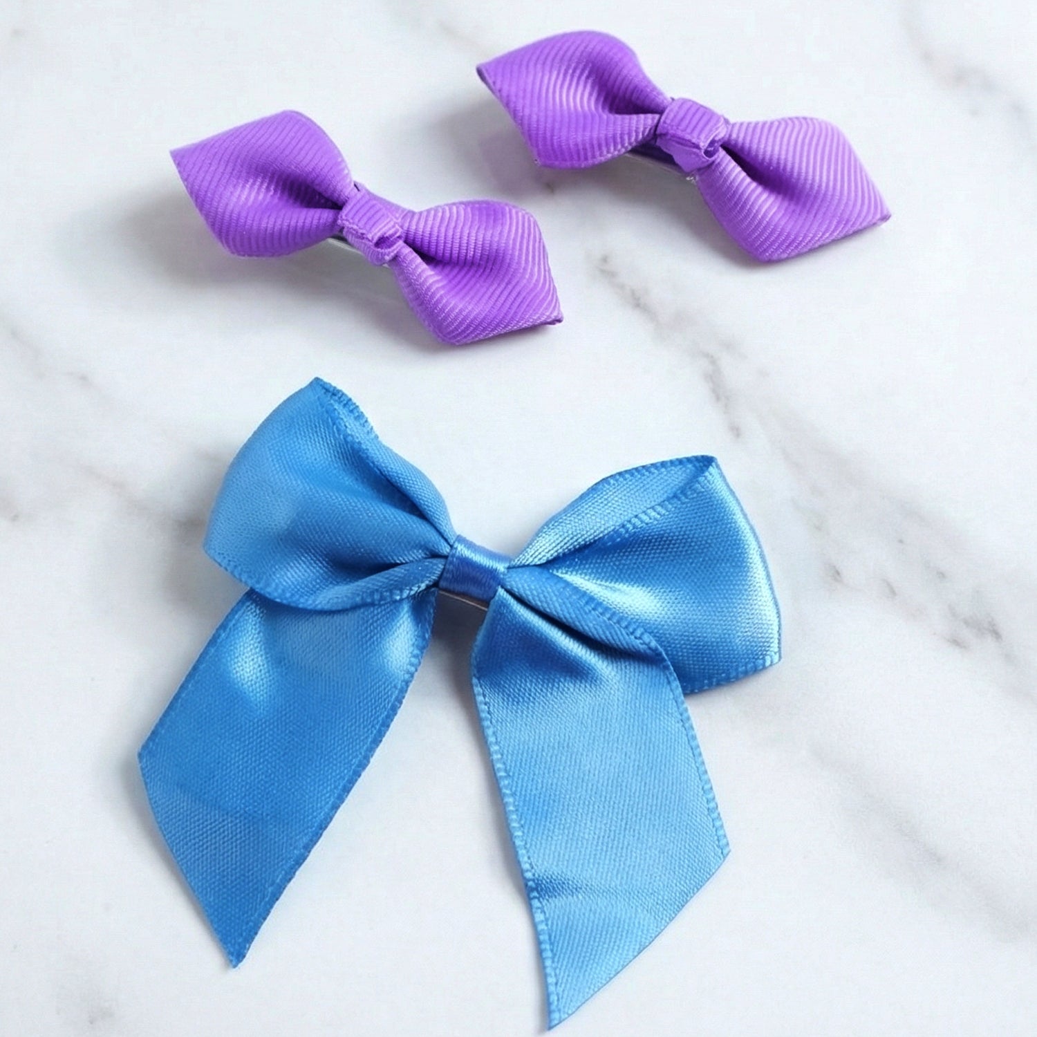 Three-piece set of elegant and stylish satin bow hair clips