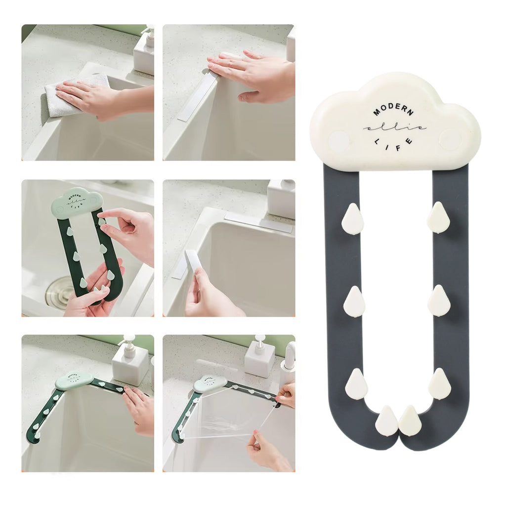 Easy-to-install kitchen sink strainer rack neatly fitted in a corner.