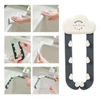 Easy-to-install kitchen sink strainer rack neatly fitted in a corner.