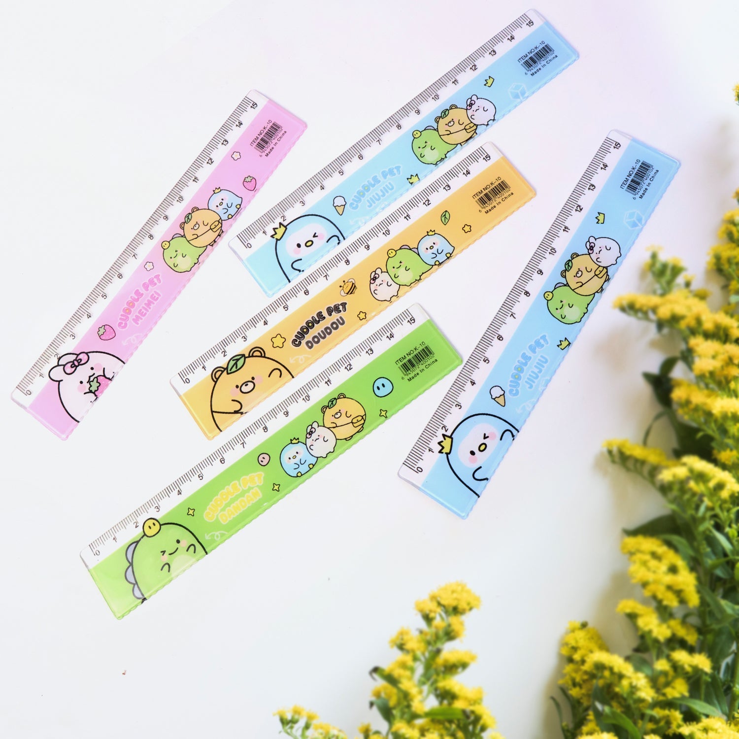 Durable kids plastic ruler set featuring fun cartoon prints