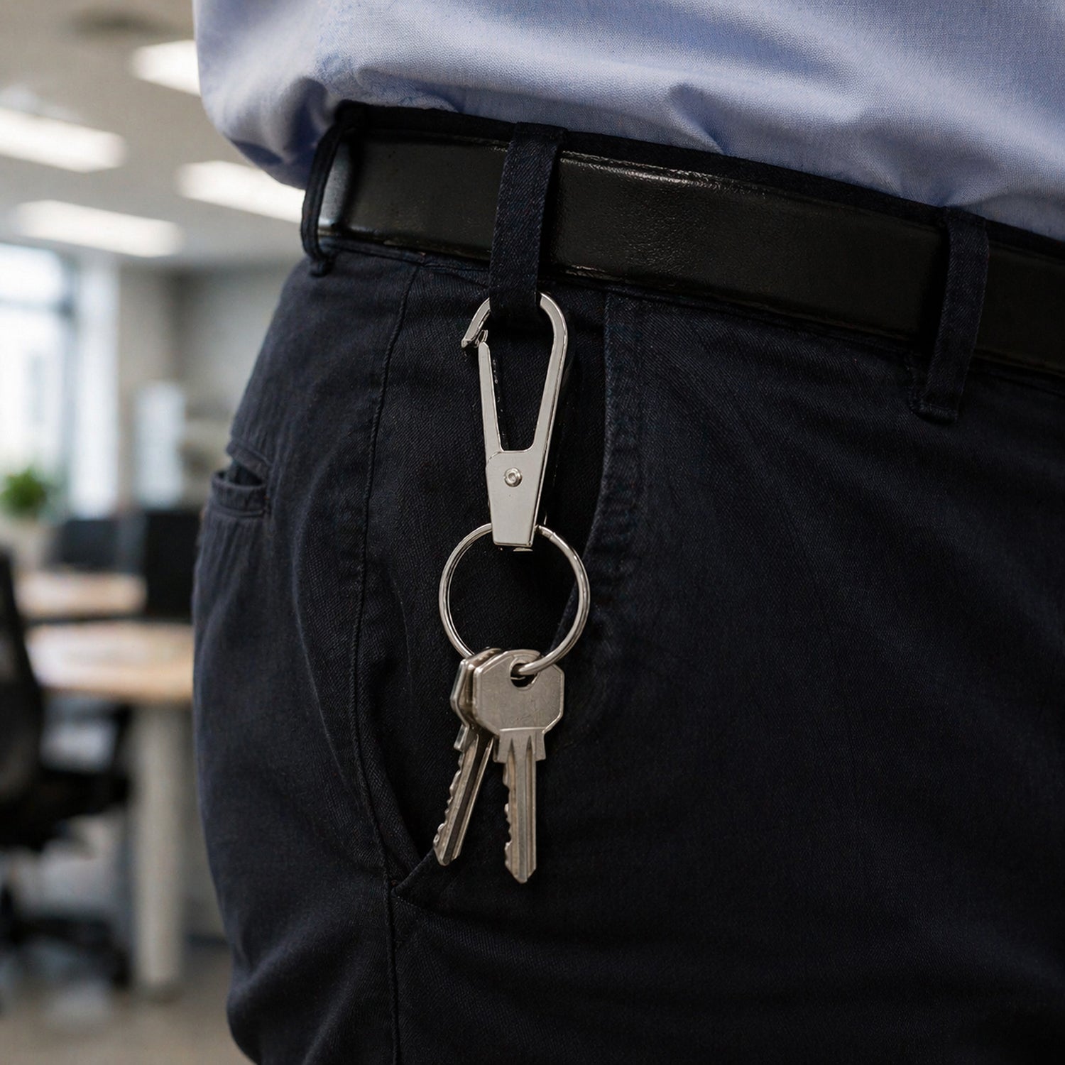 Close-up of smooth finish on durable metal key clip