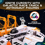 Child assembling parts of the educational Space Race Track Set.