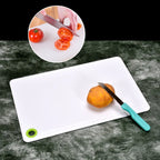 Easy clean chopping board with a smooth surface, ideal for preparing fruits and vegetables.