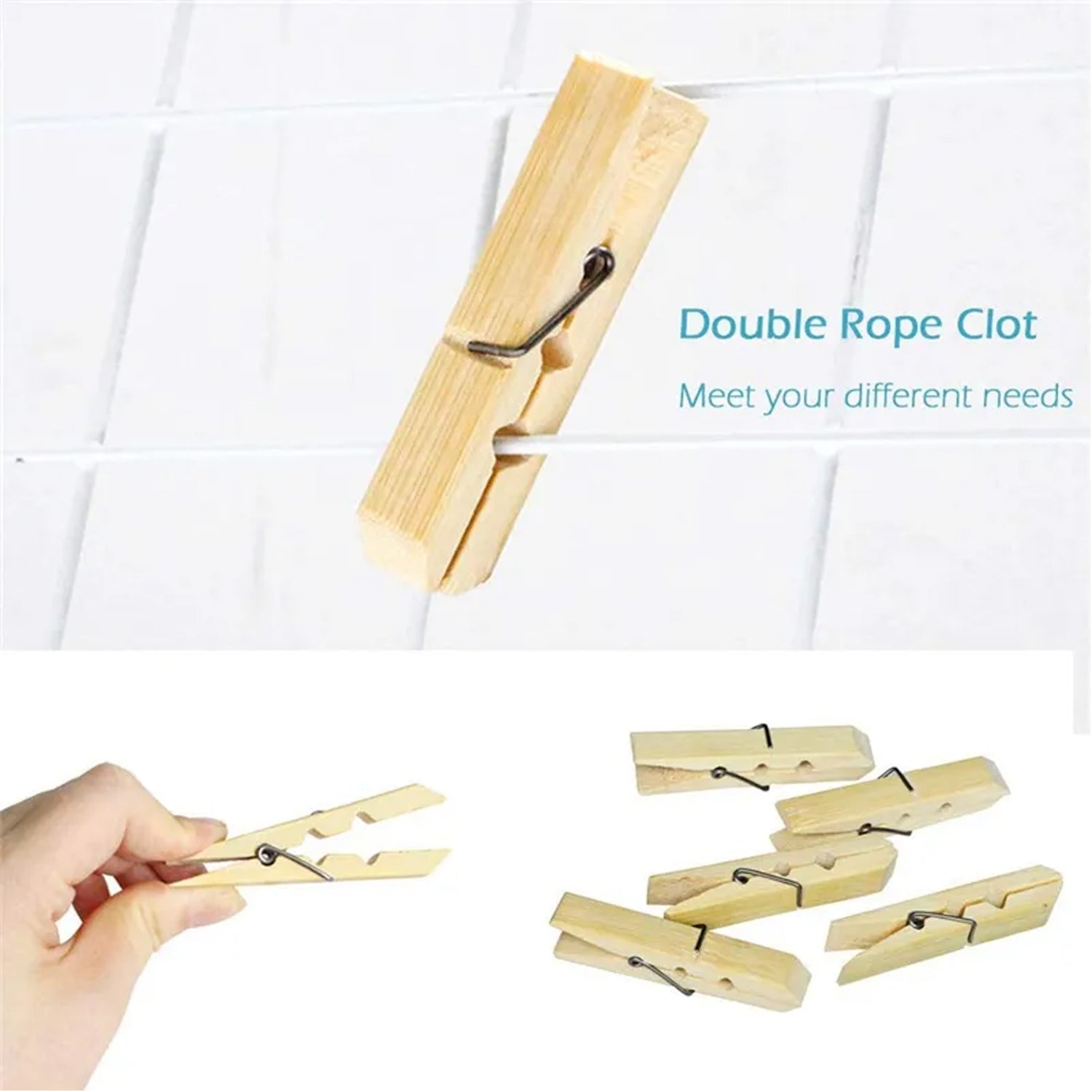 Eco-friendly wood clips arranged for school arts and craft projects.