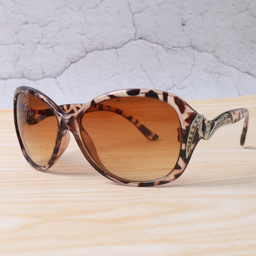 Closeup of UV protection sunglasses, highlighting the quality of the lenses and frame.