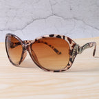 Closeup of UV protection sunglasses, highlighting the quality of the lenses and frame.