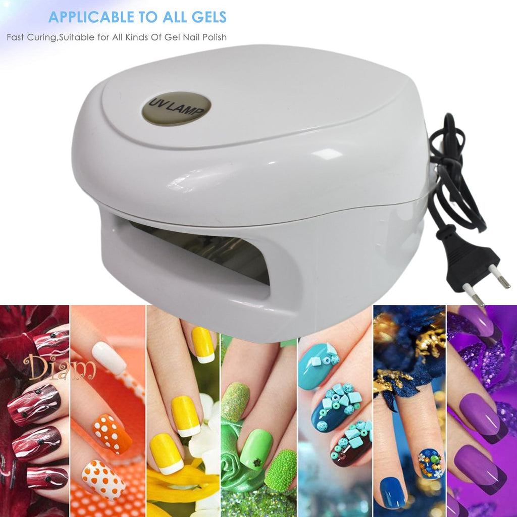 Close-up detail of the AuriGlam LED UV Nail Lamp's controls and curing area.