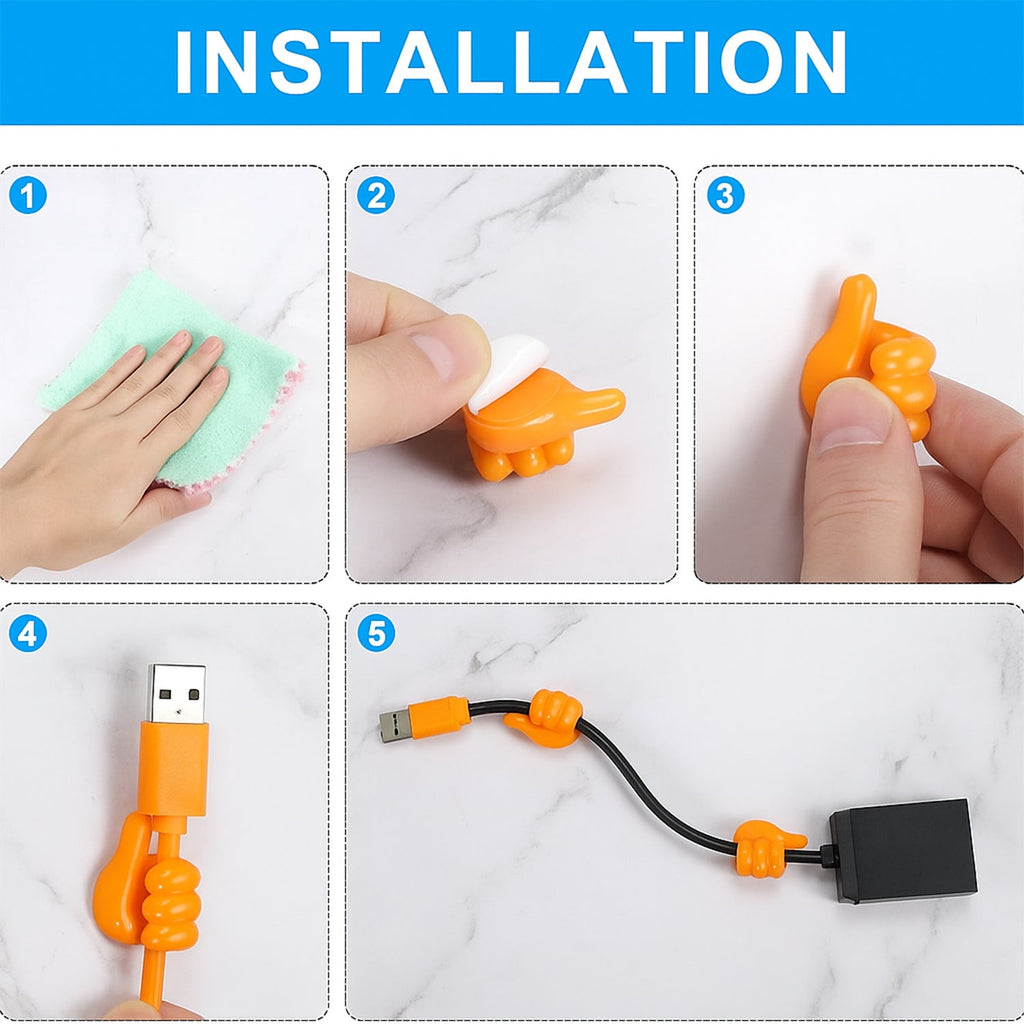 Tangerine-coloured flexible hand grip silicone clip attached to wall