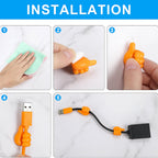 Tangerine-coloured flexible hand grip silicone clip attached to wall