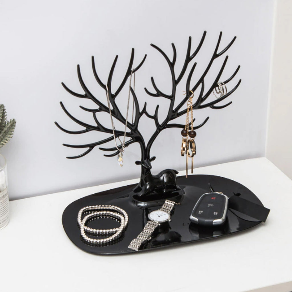 Top view of deer earring holder stand showing branches for accessories