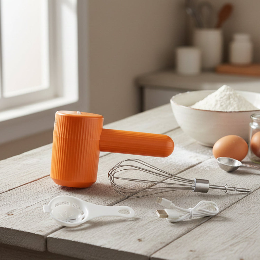 Compact and portable electric whisk mixer for kitchen use