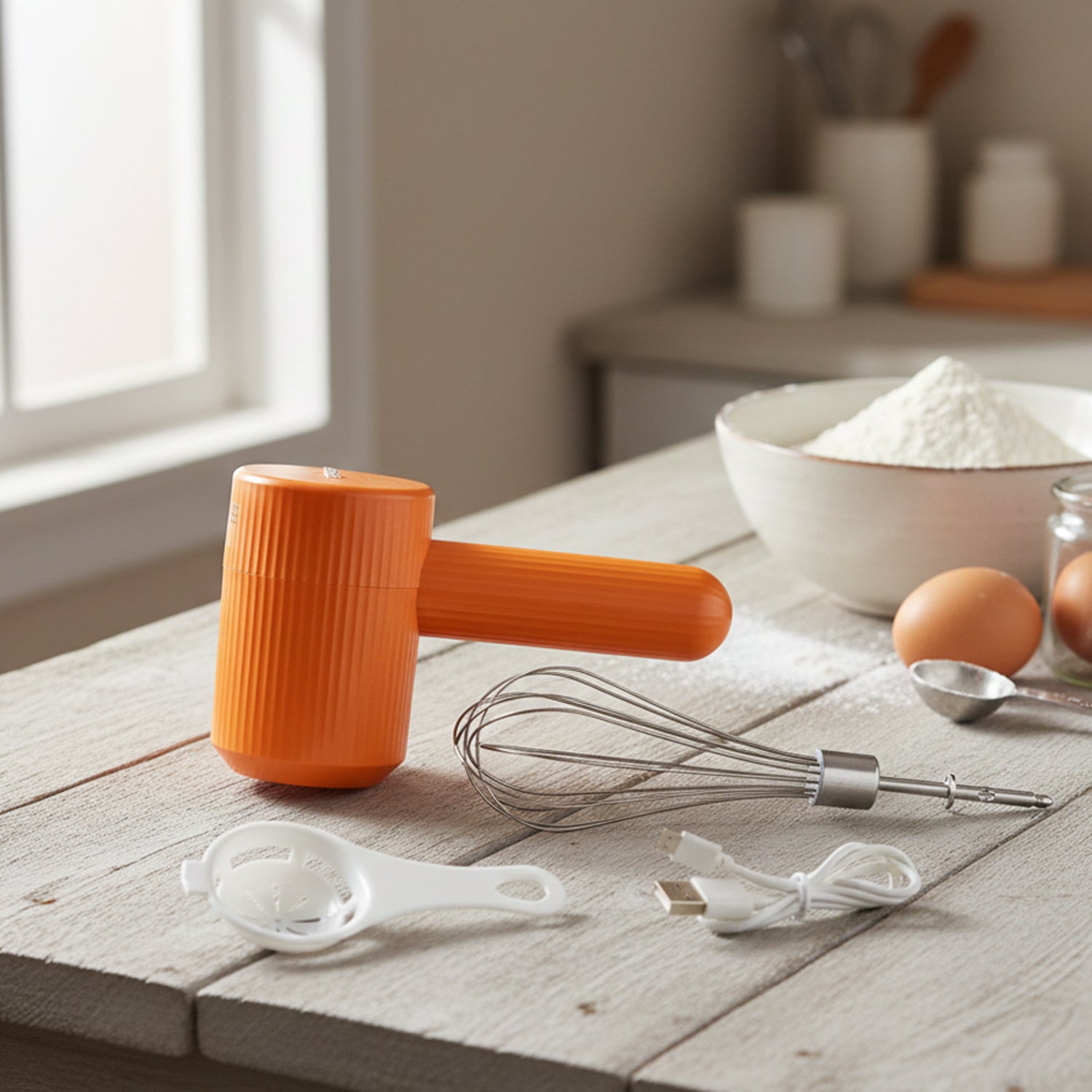 Compact and portable electric whisk mixer for kitchen use
