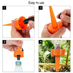 Easy-to-use self-watering spike attached to a plastic bottle.