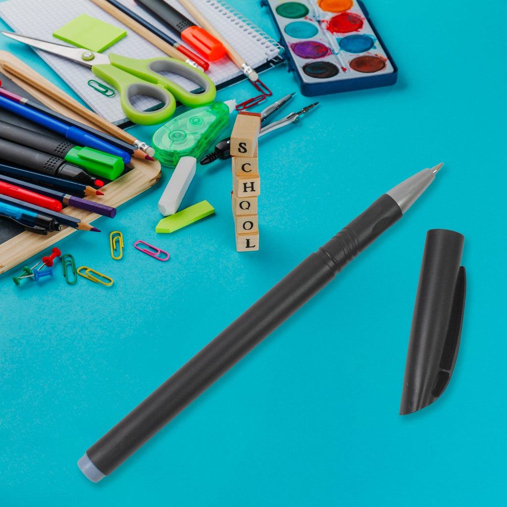 Hand writing smoothly with a black gel pen, demonstrating its consistent ink flow.