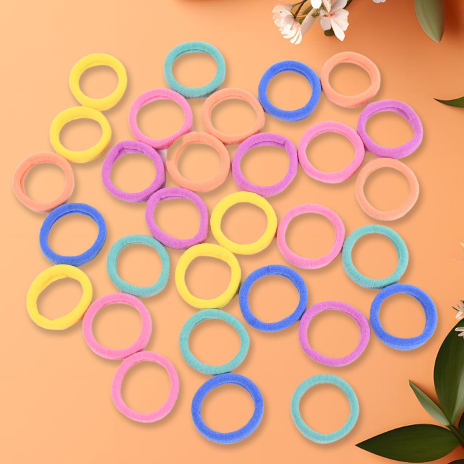Colourful mini hair ties in assorted candy colours for kids