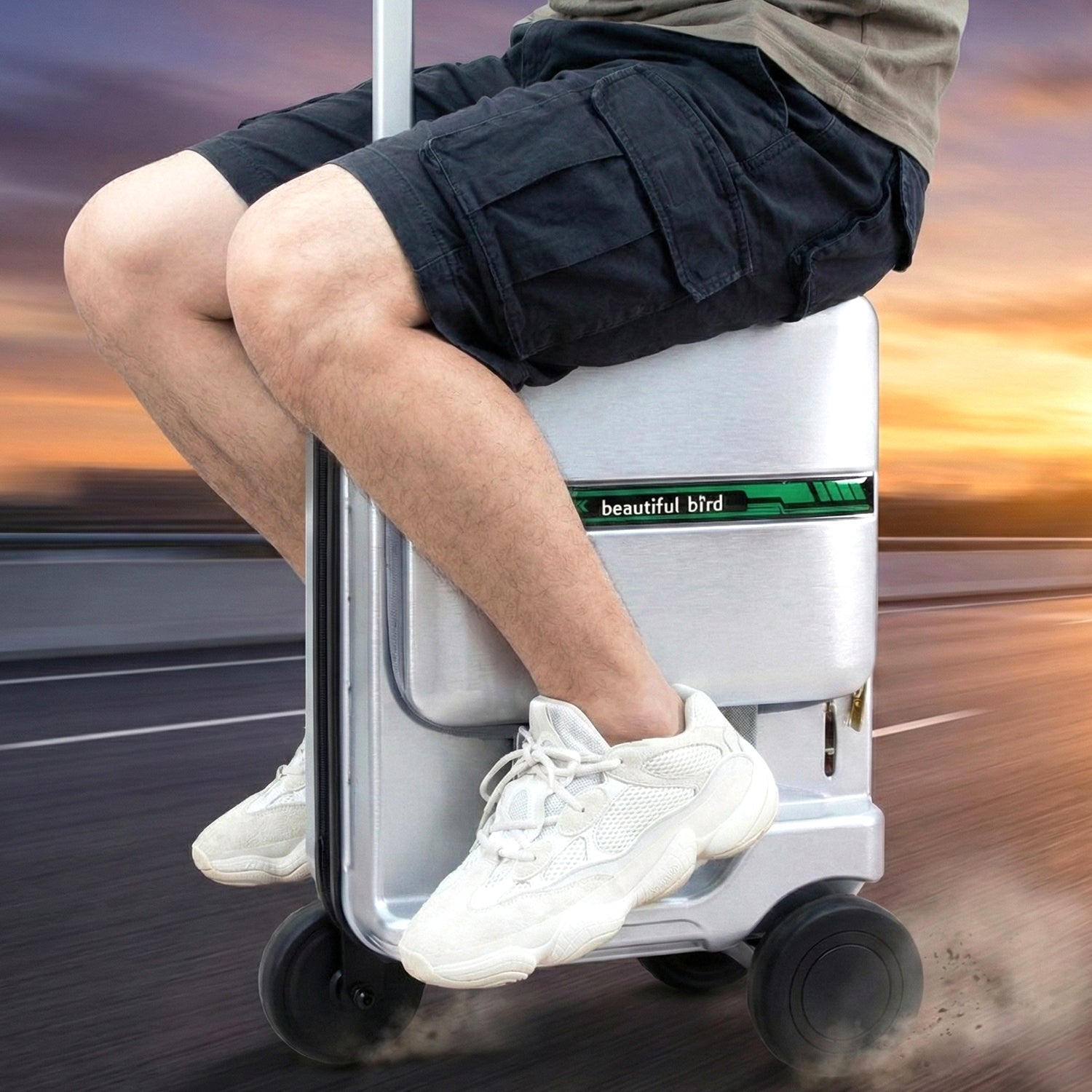 Durable hard shell ride-on suitcase for travel