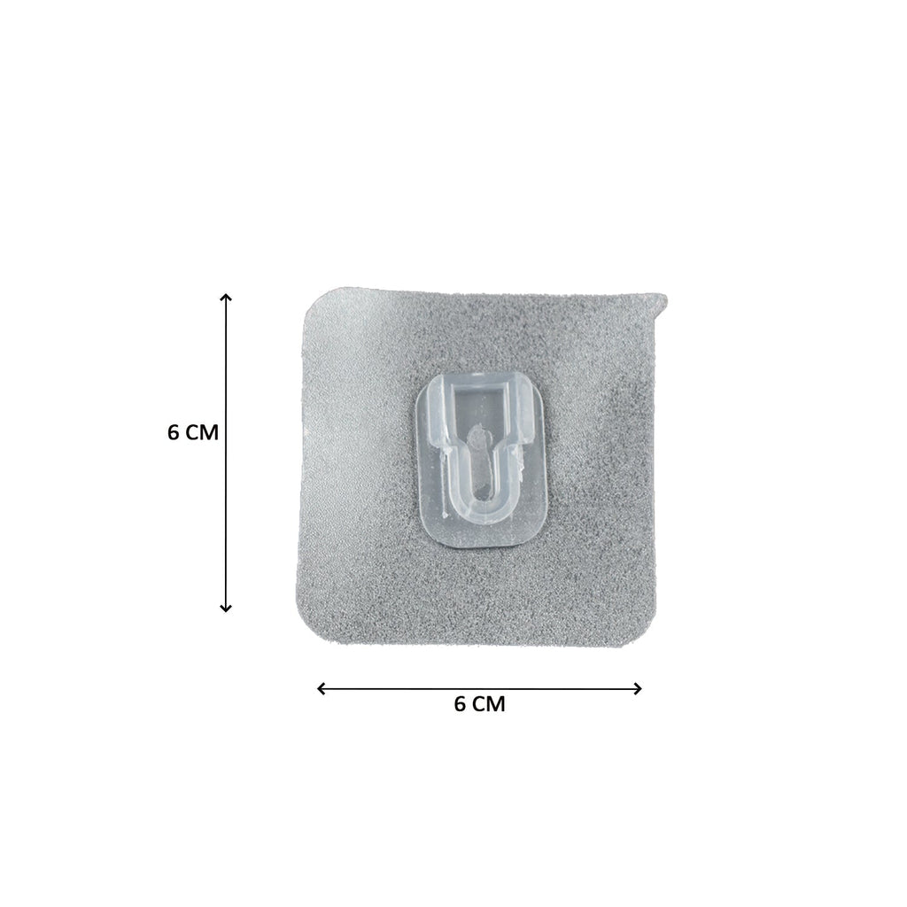 Front view of the versatile transparent adhesive hook ready for use.