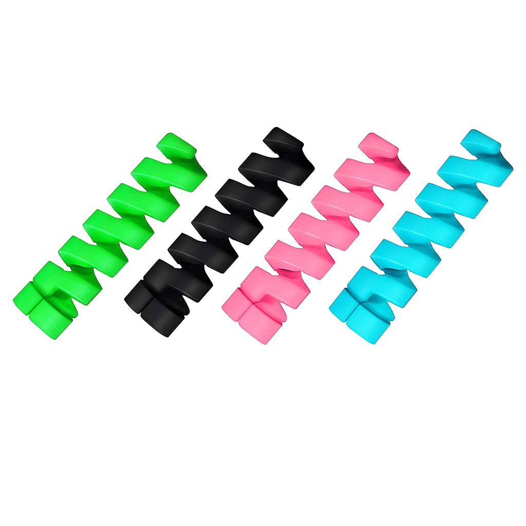 Durable spiral cable protectors, a set of 4 to ensure long-lasting cable use.