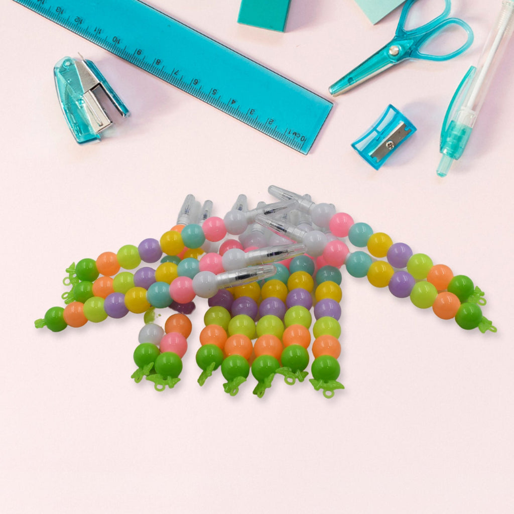 A vibrant 12-piece Pearl Gel Pen Set displayed with assorted colors and pearl designs.