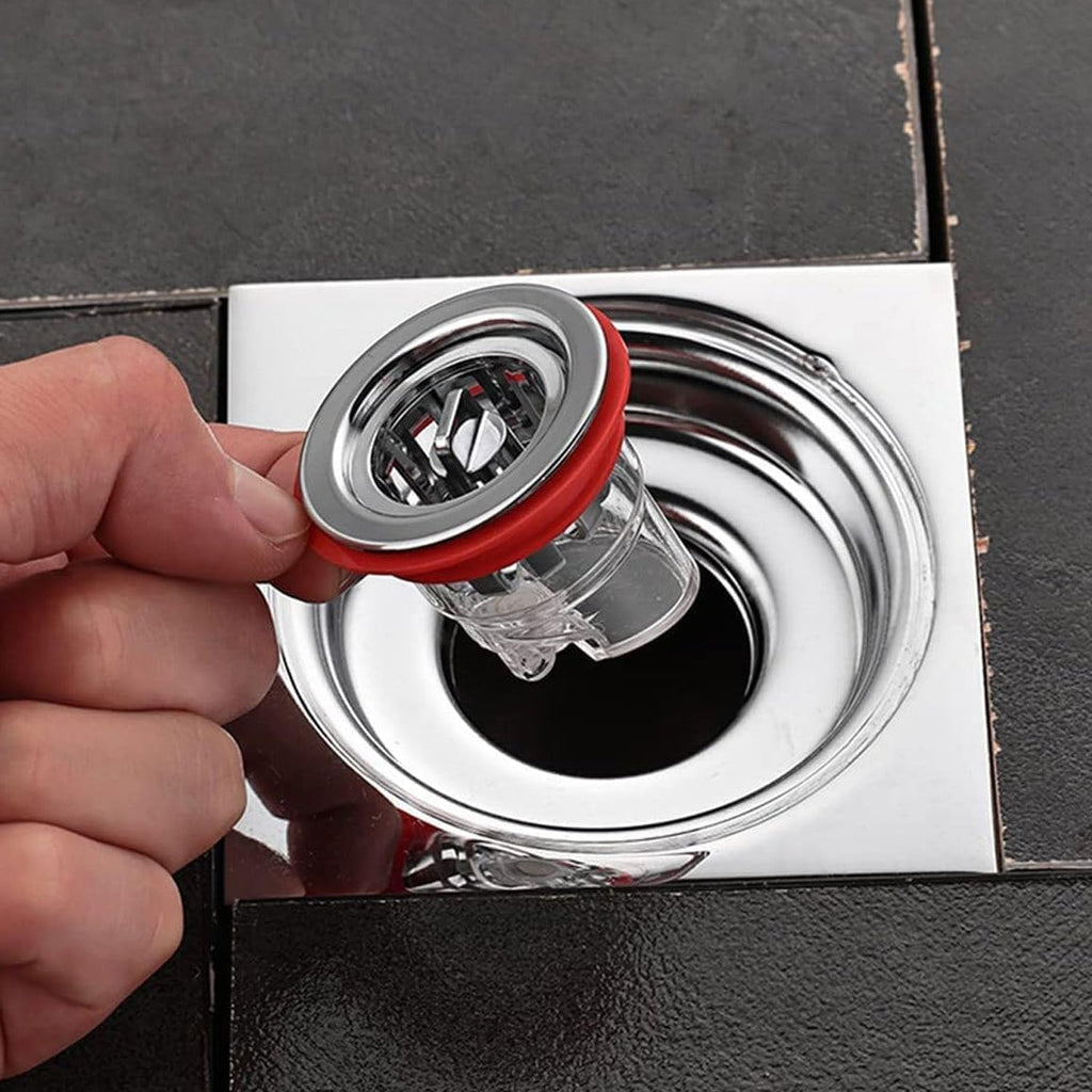 Plastic odour proof floor drain installed in bathroom and kitchen setting