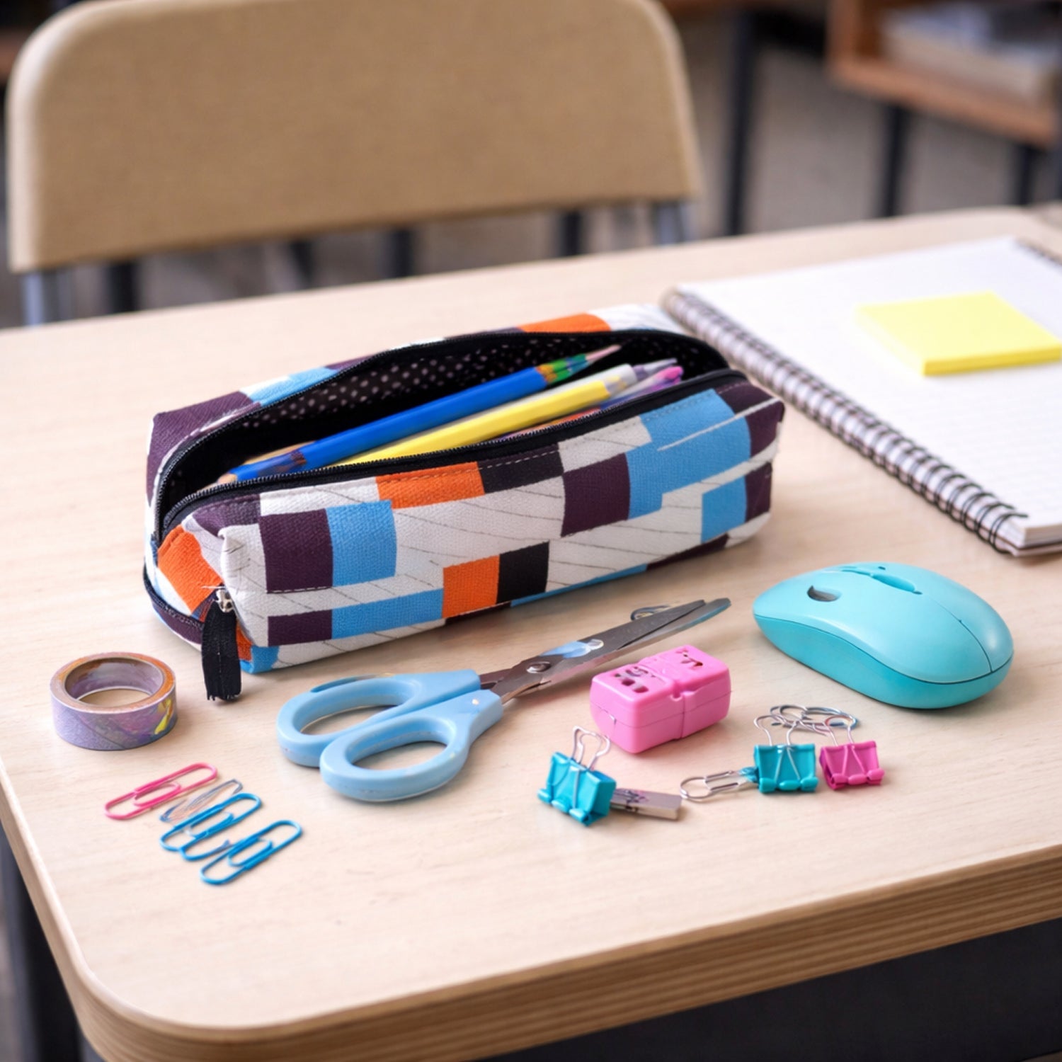 Multipurpose pencil pouch with printed fabric