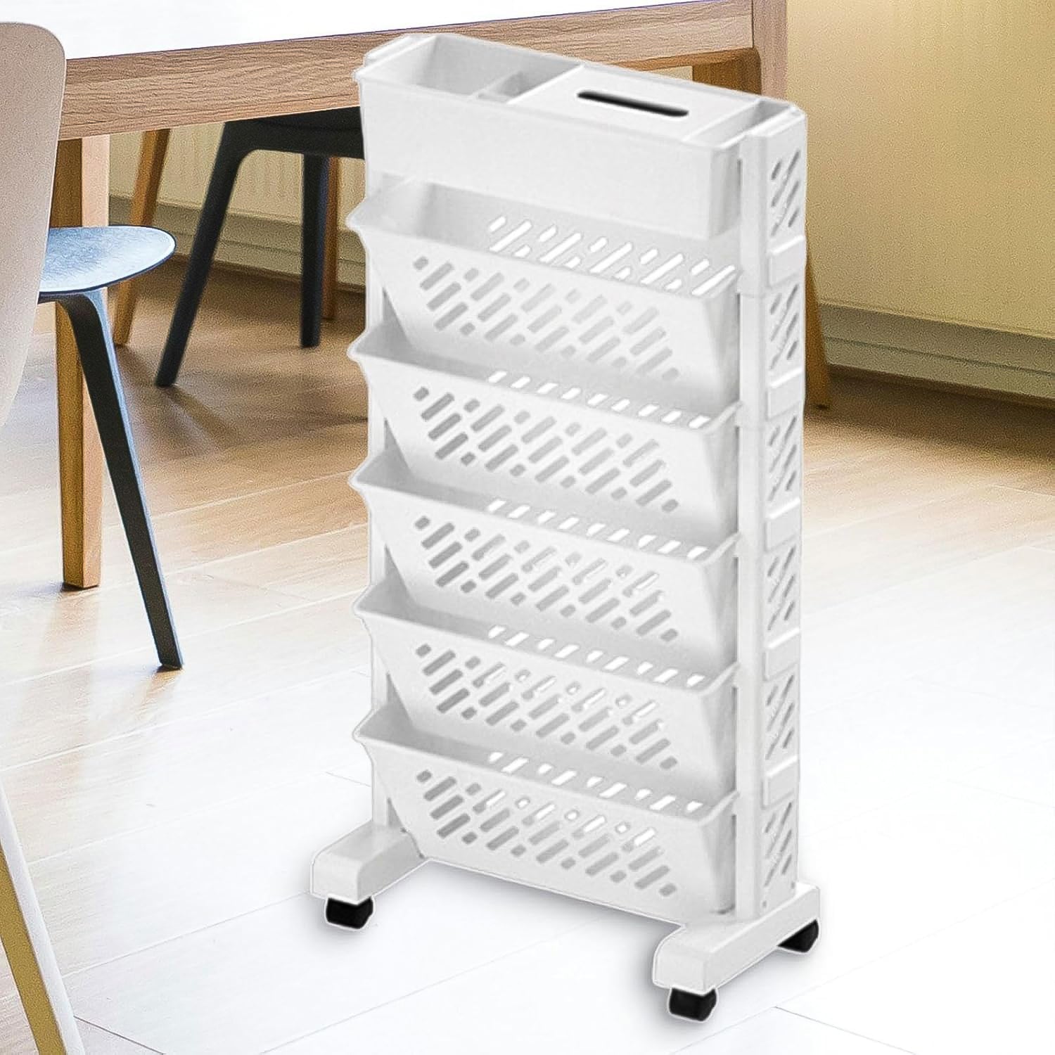 Rotatable movable plastic bookshelf suitable for home and office organisation