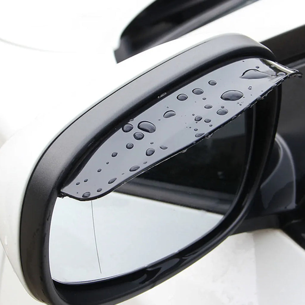 Close-up of the anti-glare Car Mirror Rain Protector on a vehicle's side mirror.