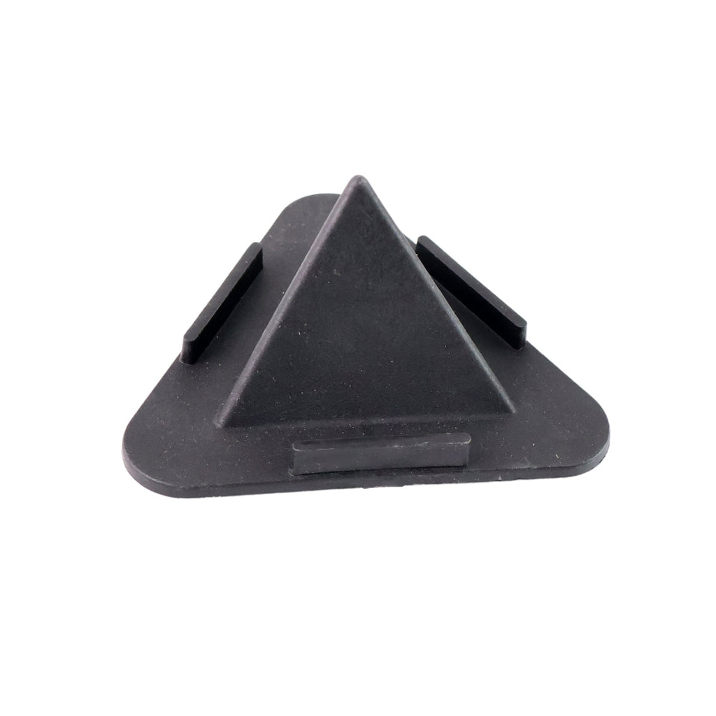 Pyramid-style Black Mobile Stand viewed from side