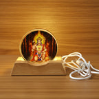 Decorative 3D Hanuman Ji LED light with detailed acrylic engraving and wooden base