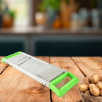 Top view of 2-in-1 stainless steel vegetable mandoline slicer