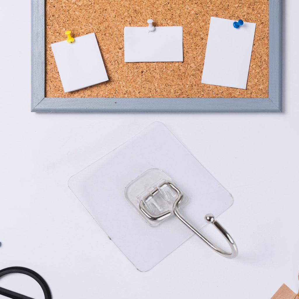 Transparent large stainless steel self adhesive wall hook mounted on glass surface